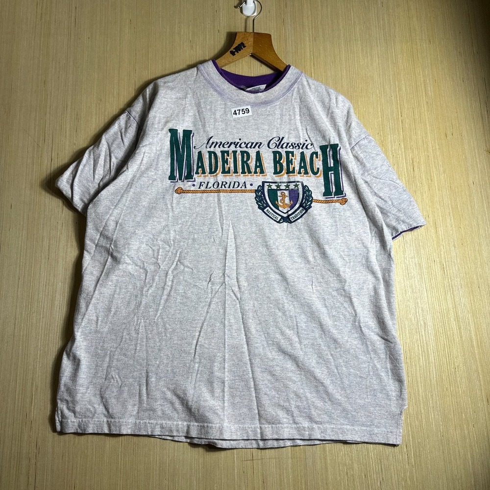Vintage Madeira Beach Florida Shirt Mens XL Gray American Classic Short Sleeve